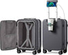 mixi Carry On Luggage with Cup Phone Holder and Charger Hard Shell Suitcases with Spinner Wheels,20 Inch Rock Gray