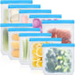 10 Pack Reusable Storage Bags, Dishwasher Safe Reusable Silicone Leak proof Freezer Bag for Food Storage Containers, Lunch, Sandwich, Marinate Meat, Salad Fruit 11'' x 10.6''