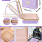 Kalolary Travel Makeup Train Cases with Lighted Mirror 3 Color Setting, Makeup Bag Cosmetic Case Organizer Adjustable Brightness Portable Makeup Storage Box with Detachable 5X Magnifying Mirror Purple
