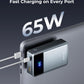 Portable Charger Power Bank - 30000mAh 65W Laptop Travel Essentials Battery Pack USB C Built in Cable Phone Fast Charging Compatible with iPhone 16 15 14 13 iPad MacBook Samsung Google (Grey)