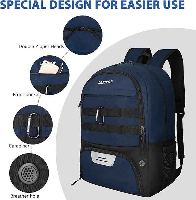 LARIPOP Soccer Backpack Soccer Bag with Ball Holder & Shoe Compartment Youth Sports Equipment Training Bag