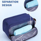 WANDF Toiletry Bag for Men Travel Toiletry Organizer Canvas and Leather Dopp Kit Water-Resistant Shaving Bag for Travel Accessories (Blue, Large) - Roamly