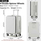 mixi Checked Luggage with Cup Phone Holder and Charger Hard Shell Suitcases with Spinner Wheels, 24 Inch Smoke White