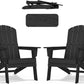 Folding Adirondack Chair - Extended Ergonomic Backrest, Cup Holder - Easy Assembly - Durable HDPE Plastic, Weather Resistant & Maintenance-Free - Lawn, Patio, Deck Supports 380lbs Black