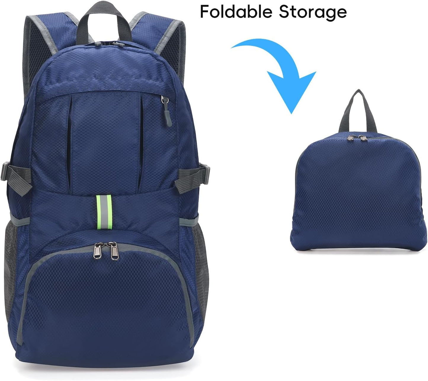 Yaopeing Lightweight Backpack,25L Foldable Hiking Packable,Water Resistant Travel Outdoor Shoulder Bag for Woman Men,Blue - Roamly