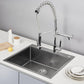 POPFLY 25x22 Inch Drop In Kitchen Sink, 25 Inch Top Mount 9 Inch Deep Single Bowl Utility Laundry SInks 18 Gauge Stainless Steel Outdoor Black Sink with 2 Holes