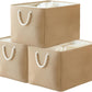 TheWarmHome Storage Bin for Shevles - Extra Jumbo 3Pack 20.5L×15.7W×13.8H inch Organization and Storage Basket for Organizing, Fabric Storage Cubes for Closet Shoe Linen Decorative (Beige)