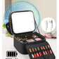 Relavel Makeup Bag with LED Mirror, Small Travel Makeup Case with Rechargeable Lighted Mirror 3 Color Lights, Double Layer Cosmetic Box Makeup Brush Lipstick Holder Organizer for Women, Black