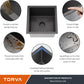 TORVA 14 x 14 Inch Gloss Black Undermount Kitchen Sink, PVD Coated Gunmetal Sink，16 Gauge T-304 Stainless Steel Single Bowl Wet Bar or Prep Sink with Zero-Radius Corners, Dark Grey