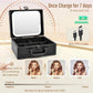 Joligrace Makeup Box with Detachable Lighted Mirror, Travel Train Case, Portable Makeup Case Cosmetic Organizer Vanity Cases for Women with Adjustable Dividers, Rechargeable Magnetic LED Mirror, Black