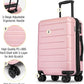 KYME Pink Hardside Expandable Carry On Luggage 22x14x9 Airline Approved 20 Inch Hardshell Carry On Suitcase with Wheels TSA Lock Small Travel Rolling Luggage with Cup Holder for Women
