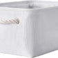 TheWarmHome Decorative Basket for Organizing - Medium-1Pack 13.8L*9.8W*6.7H Rectangular Fabric Storage Bin Organizer Basket with Handles for Clothes (White)