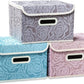 PRANDOM Collapsible Storage Boxes with Lids Fabric Decorative Storage Bins Cubes Organizer Containers Baskets with Cover Handles Divider for Bedroom Closet Living Room 9.8x7.9x6.7 Inch 3 Pack