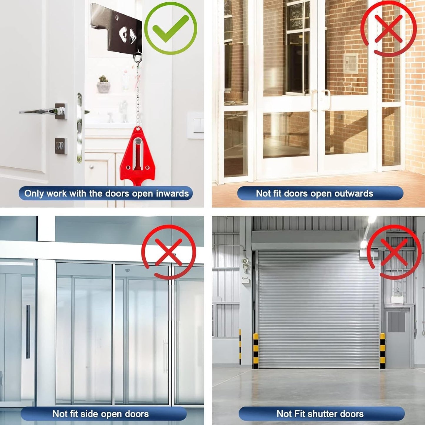 KERUI Upgraded Door Stop Alarm with Portable Door Lock, 120dB Siren Security Door Stopper Wedge Alarms for Travel Hotel Home Apartment, Door Stopper Alarm with 3 Levels Sensitivity (Pack of 4)