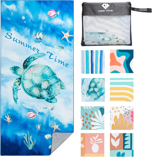 PY SUPER MODE Beach Towel - 75 x 35 inches Quick Dry Microfiber Beach Towels Oversized, Lightweight Soft and Absorbent Pool Towel Suitable for Swimming Camping for Adults