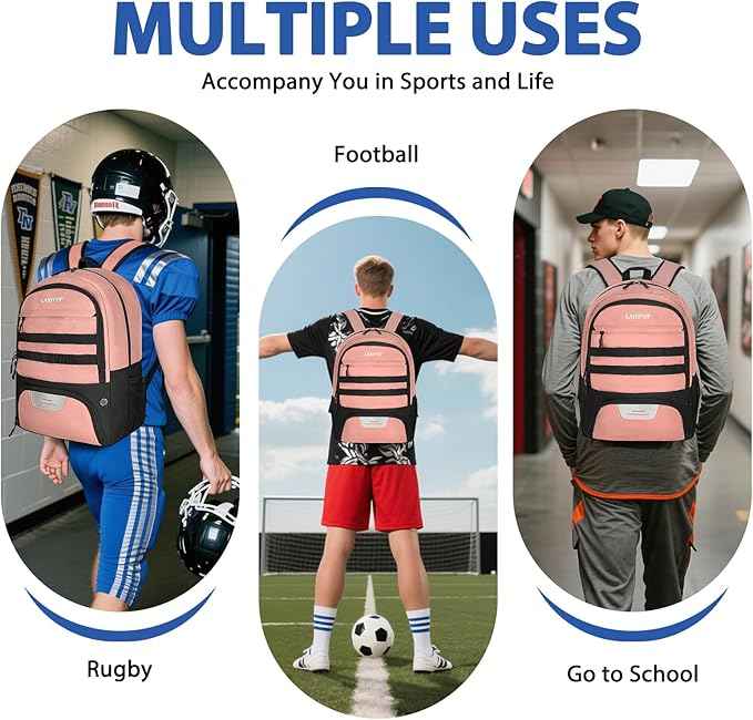 LARIPOP Soccer Backpack Soccer Bag with Ball Holder & Shoe Compartment Youth Sports Equipment Training Bag