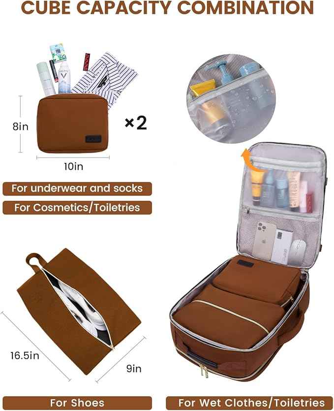 LOVEVOOK 40L Travel Backpack for Women & Men, Airline Approved Carry On Luggage with 3 Packing Cubes, TSA Overnight Bags, Waterproof Personal Item Bag, Weekender Essentials Backpacks fits 17" Laptop