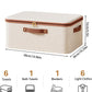Tuza 3 Pcs Rigid Storage Bins with Zipper Lid, Cotton Linen Fabric Storage Boxes, Foldable Shelves Clothes Storage Cubes with Handles for Wardrobe, Closet(Beige, 15L)