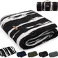 100% Wool Blanket, 62" x 86", Warm, Thick, Washable, Military Wool Blanket, Great for Camping, Outdoors, Sporting Events, Survival Kits,Black White Striped