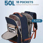 LOVEVOOK Travel Backpack for Women & Men 50L,Airline Approved Carry On Backpack Travel Essentials,TSA Carry on Luggage,Waterproof Personal Item Travel Bag,Suitcase with 3 Packing Cubes,Dark blue-Brown