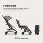 Mompush Velo Lightweight Travel Stroller – One-Hand Fold, Ultra-Compact & Airplane Friendly, Lie-Flat Recline Seat (from Birth to 50 lbs), Includes Cup Holder, Shoulder Strap, and Leather Bumper Bar