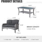 HOOOWOOO Patio Furniture Set,Outdoor High Back Loveseat Set,All Weather Wicker 2-Seater-Sofa Love Seat with Table,Black