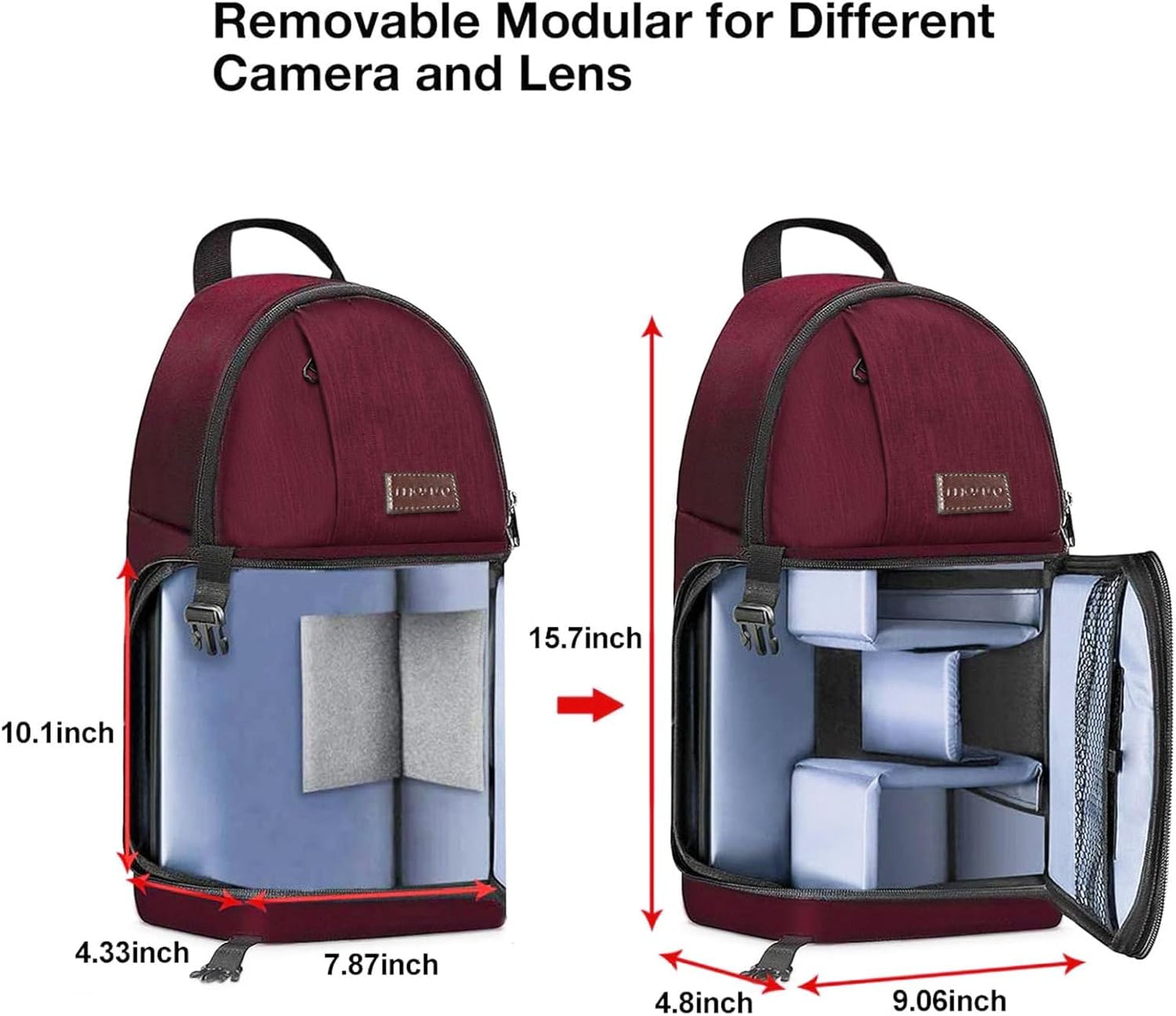 MOSISO Camera Sling Bag, DSLR/SLR/Mirrorless Camera Backpack Case Shockproof Photography Backpack with Tripod Holder & Removable Modular Inserts Compatible with Canon/Nikon/Sony/Fuji
