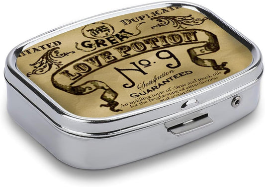Metal 2 Compartment Pill Organizer Travel Friendly Portable Compact Pill Box Cute Pill Case to Hold Vitamins,Fish Oil,Supplements,Meds,Tablet for Purse,Pocket. (No)