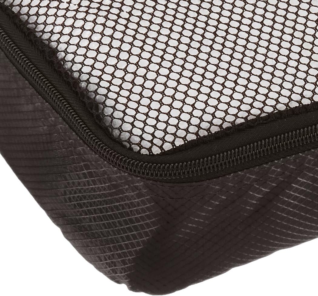 Amazon Basics Slim Packing Cubes for Travel, Packing Organizers, 4-Piece-Set With Double Zipper Pulls and Mesh Top Panel, 100% Durable Polyester, Black, 14"L x 5"W x 3"H - Roamly