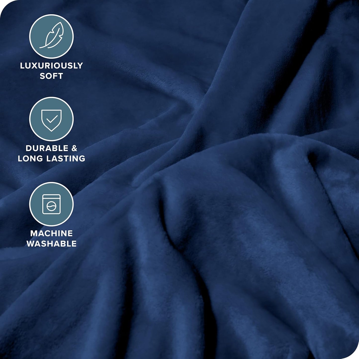 Bare Home Fleece Blanket - Giant Size - Ultra-Soft Lightweight for Bed, Sofa, and Couch - Luxury Microplush - Cozy Warm Blanket (Giant, Dark Blue)