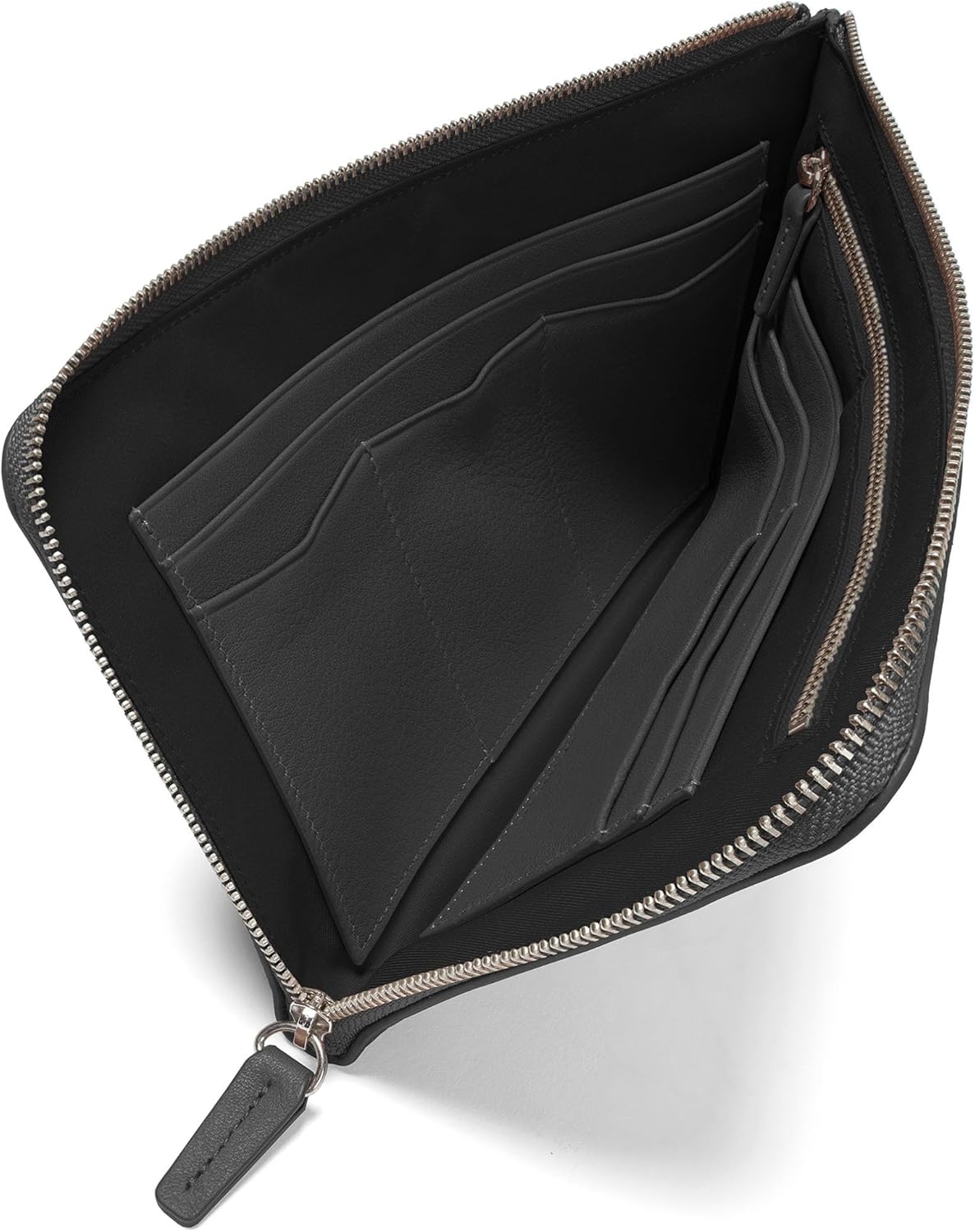 Leatherology RFID Black Onyx Slim Zip Travel Wallet - Compact and lightweight, Versatile storage, Zip closure - Roamly