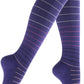 Cotton Compression Socks for Women & Men. 15-20 mmHg Support Knee-High Amethyst Stripes S/M