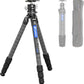 LEOFOTO Carbon Fiber Tripod with Leveling Base for Camera, 360° Rotating Ball Head, 1/4" QR Plate for Sport Camera/Phone/Projector, Compact Tripod with Panoramic Base, A Bubble Level, Max Load 22LB