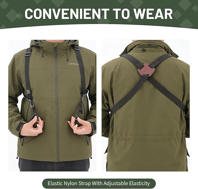 Binocular Harness Strap Compatible with Vortex Binoculars, X-Shape Adjustable Bino Chest Harness for Hunting, Birding, Hiking & Outdoor Activities, Comfortable Decompression Strap System