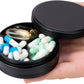 Pill Box 3 Compartment - Metal Travel Pill Case for Pocket or Purse, Portable Waterproof Medicine Pill Organizer Holder Daily Pill Container for Medication, Vitamin, Fish Oil