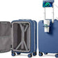 mixi Carry On Luggage with Cup Phone Holder and Charger Hard Shell Suitcases with Spinner Wheels,20 Inch Sapphire Blue