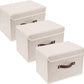 TYEERS Collapsible Storage Boxes, Washable Fabric Storage Bins with Lids, 14.9x9.8x9.8 inches, 3 Pack, Beige
