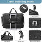 Large Travel Duffle Bag,Carry on Overnight Bag with Shoes Compartment,Weekender Bags for Women for Travel Business Trips Sport Hospital,3 Pcs Set,Black