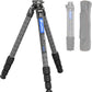 LEOFOTO LS-284CEXX Carbon Fiber Tripod with Leveling Base for Camera, 360° Portable Tripod with 3/8" Screw for Sport Camera/Phone Holder/Projector, A Bubble Level, Folded Length 21.06", Max Load 22LB