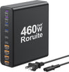 460W USB C Charger Block, 10-Port Charging Station GaN Fast Charger Block Type C & USB A Wall Charger, Dual 65W Laptop Multiport for iPhone, iPad, MacBook Pro/Air, Samsung Galaxy, Android(Black)