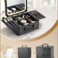 OMIRO Makeup Case, Makeup Bag with Light Up Mirror Set, Makeup Organizer Bag with Magnet Makeup Mirror for Women and Girls