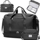 Large Travel Duffle Bag,Carry on Overnight Bag with Shoes Compartment,Weekender Bags for Women for Travel Business Trips Sport Hospital,3 Pcs Set,Black