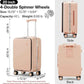 mixi Carry On Luggage with Cup Phone Holder and Charger Hard Shell Suitcases with Spinner Wheels,20 Inch Light Pink