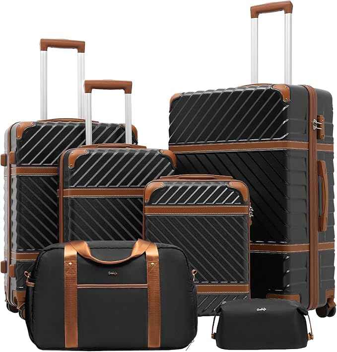 Coolife Luggage Set Suitcase Carry On Luggage PC Hardshell Luggage TSA Lock Spinner Wheels Telescopic Handle