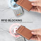 Slim Wallet for Men and Women,Pop Up Credit Card Wallet Metal Minimalist Cards Holder with Money Pocket,Small Ultralight Aluminum RFID Blocking Wallets 6-12 Card Capacity,Brown