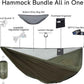 OneWind 11ft Portable Camping Hammock with Mosquito Net, Adjustable Ridgeline Double Hammock with 2*12Ft Tree Straps, Coyote Brown