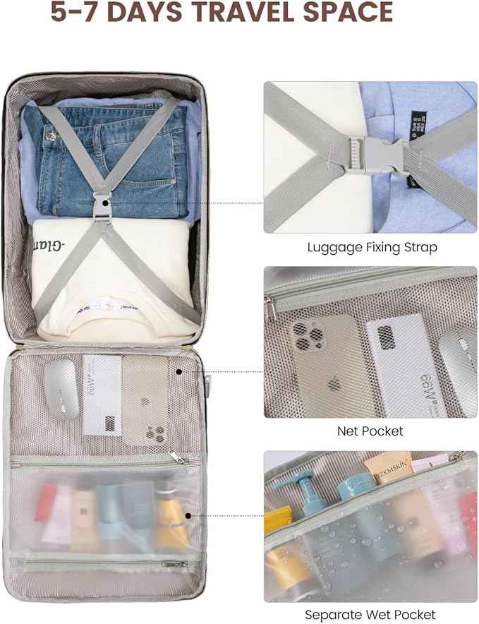 LOVEVOOK 40L Travel Backpack for Women & Men, Airline Approved Carry On Luggage with 3 Packing Cubes, TSA Overnight Bags, Waterproof Personal Item Bag, Weekender Essentials Backpacks fits 17" Laptop