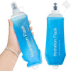 GYGYL Soft Flask, TPU Collapsible Soft Water Bottle for Hydration Pack, Running Vest, Leak-Proof Folding Water Bottle for Hiking Cycling Climbing Jogging-500ml Blue, 2pcs