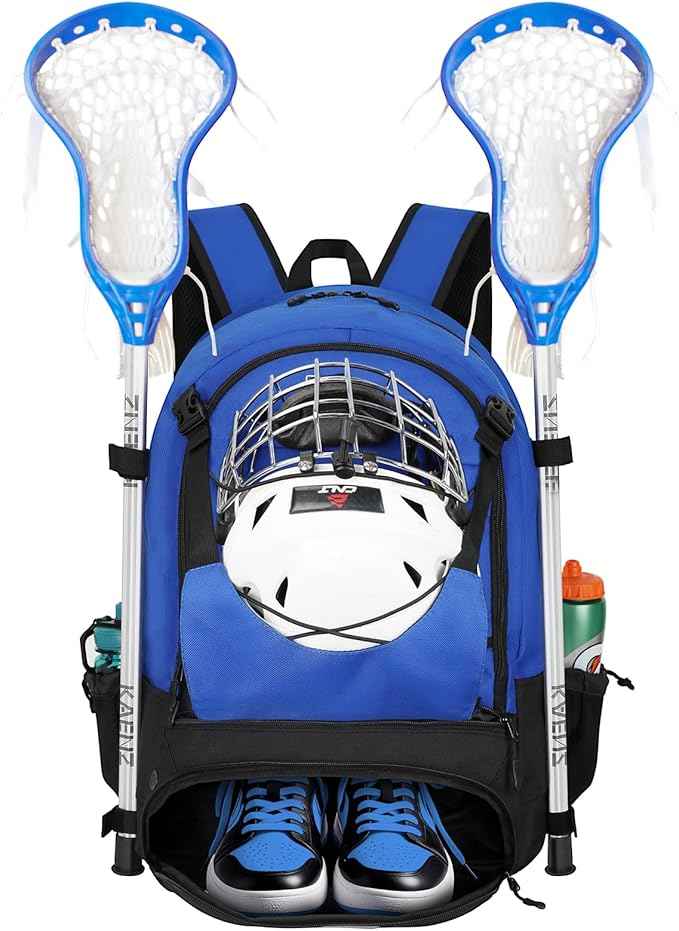 LARIPOP Lacrosse Bag Extra Large Backpack with Stick Holders & Helmet Compartment for Men Women Youth
