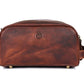 10" Premium Leather Toiletry Travel Pouch With Waterproof Lining | King-Size Handcrafted Vintage Dopp - Kit Gift for Father's Day By Aaron Leather Goods - Roamly